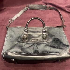 Coach Black and Gray Signature Satchel